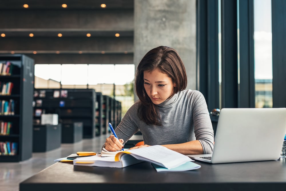 Student studying